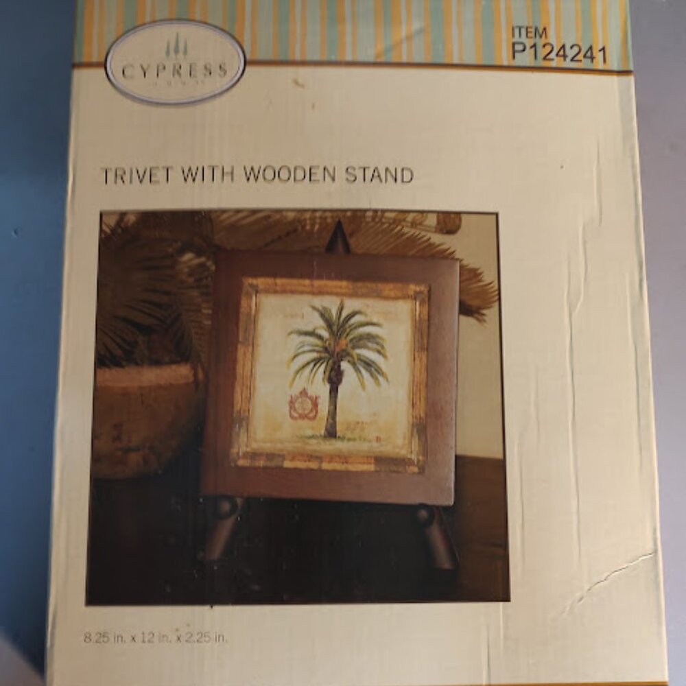Tropical Wooden Trivet with Stand